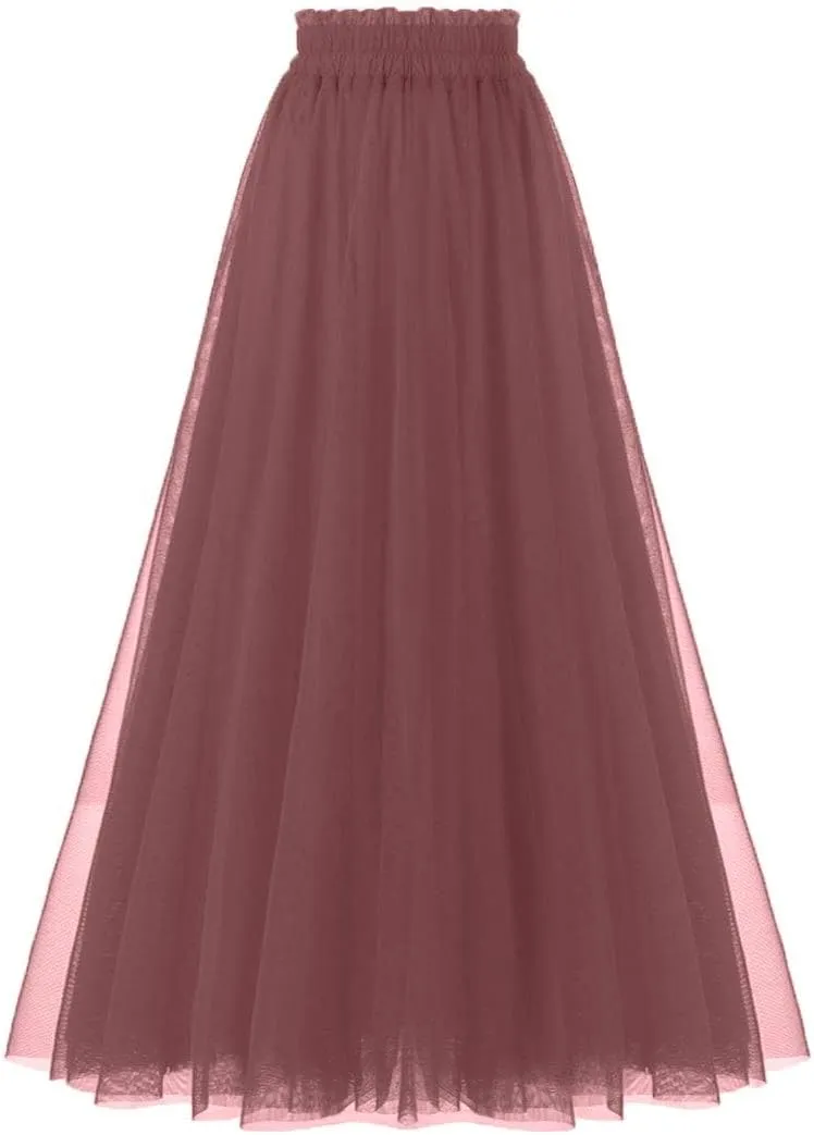OBBUE Women's A Line Tulle Party Evening Tutu Skirts Tea Length