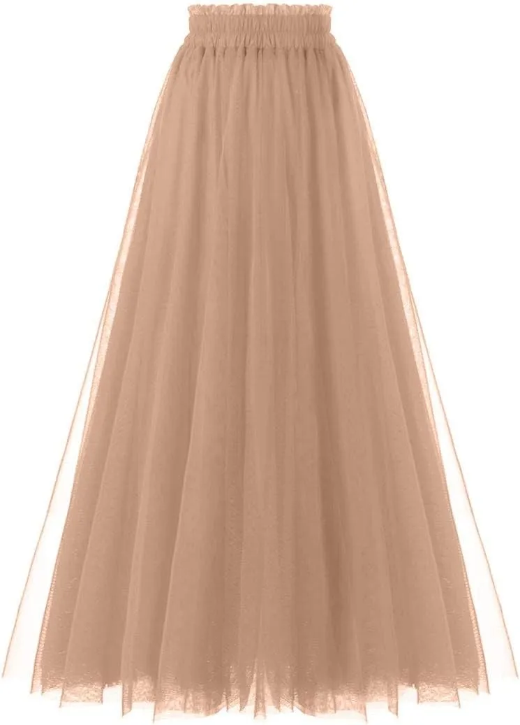 OBBUE Women's A Line Tulle Party Evening Tutu Skirts Tea Length