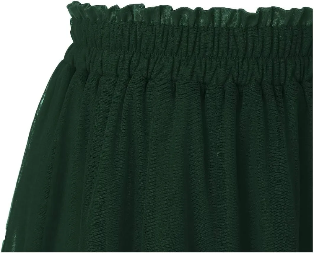 OBBUE Women's A Line Tulle Party Evening Tutu Skirts Tea Length