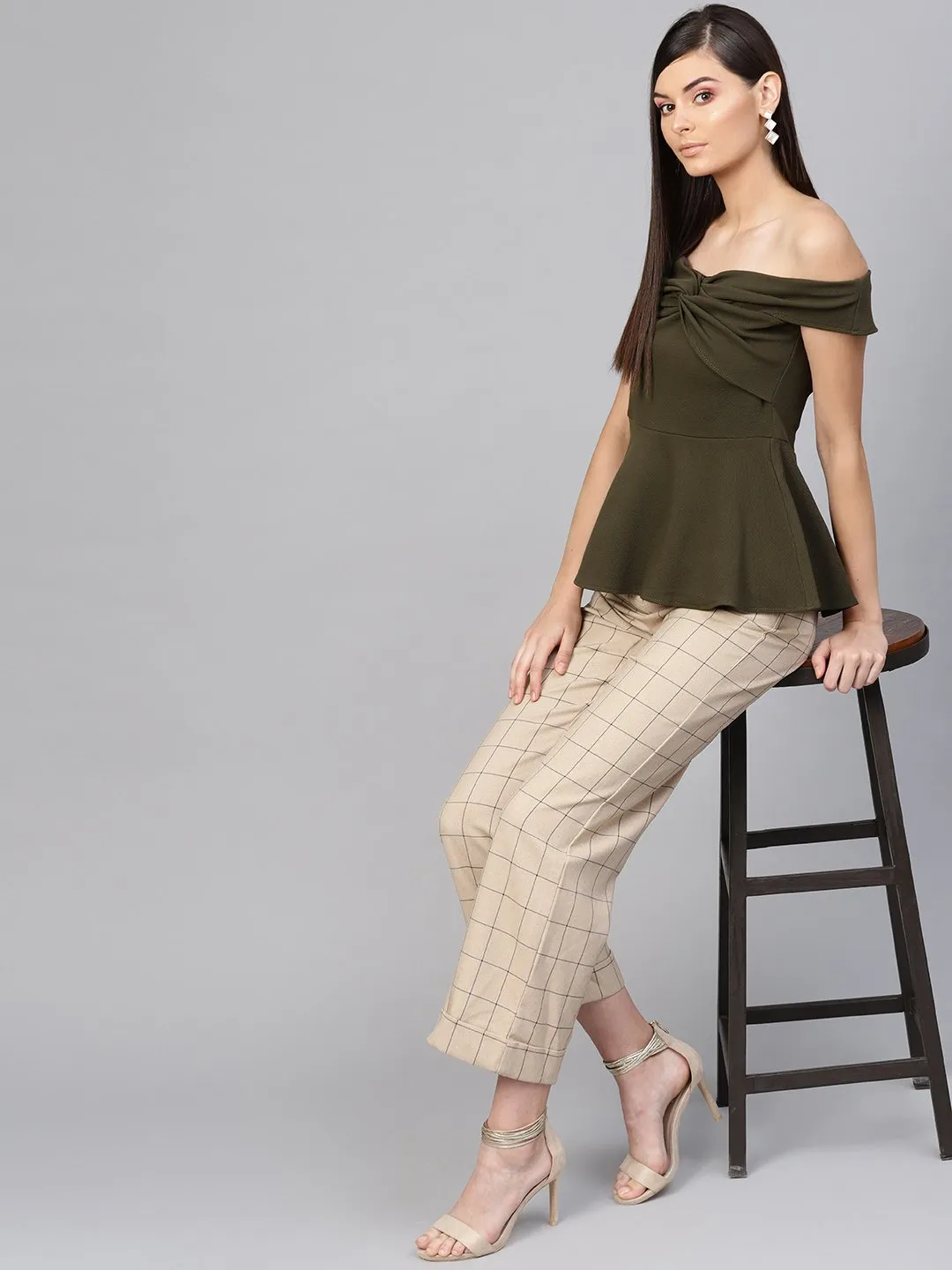 Olive Bardot Peplum Top