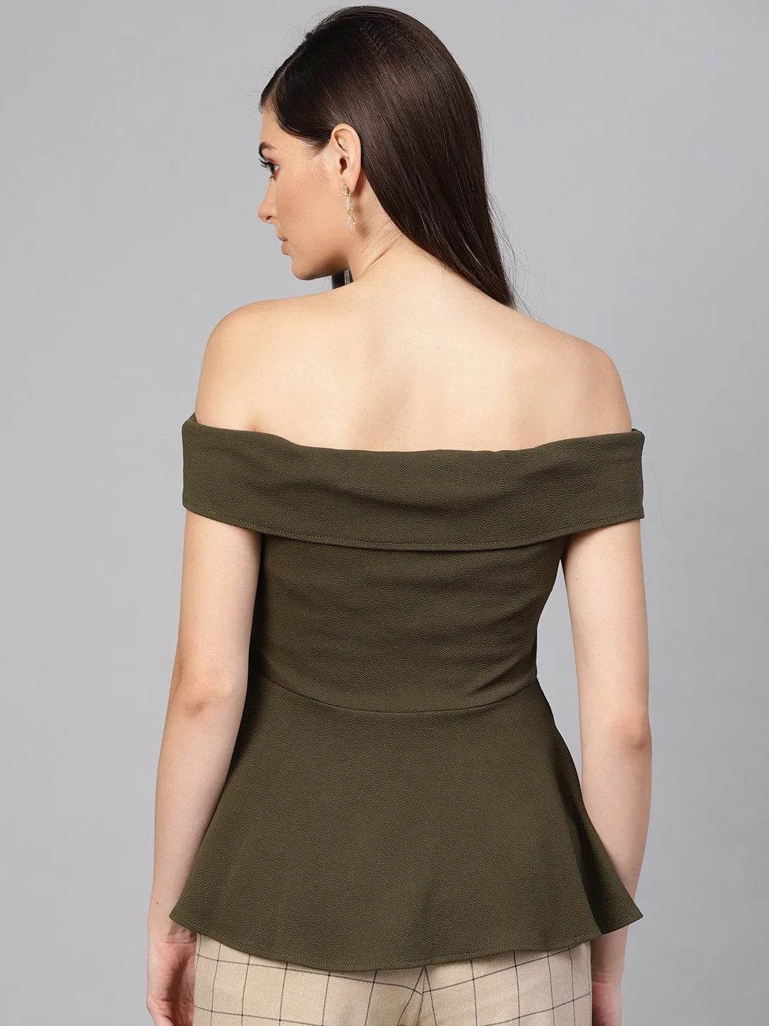 Olive Bardot Peplum Top