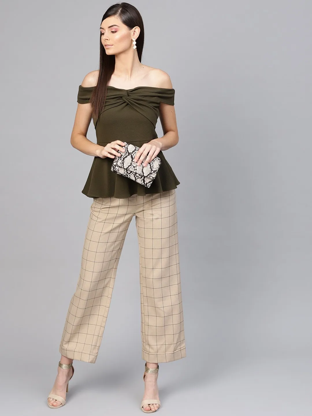Olive Bardot Peplum Top