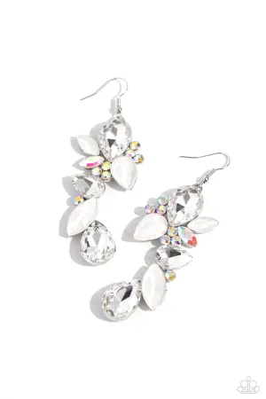 Paparazzi Fancy Flaunter White Earrings