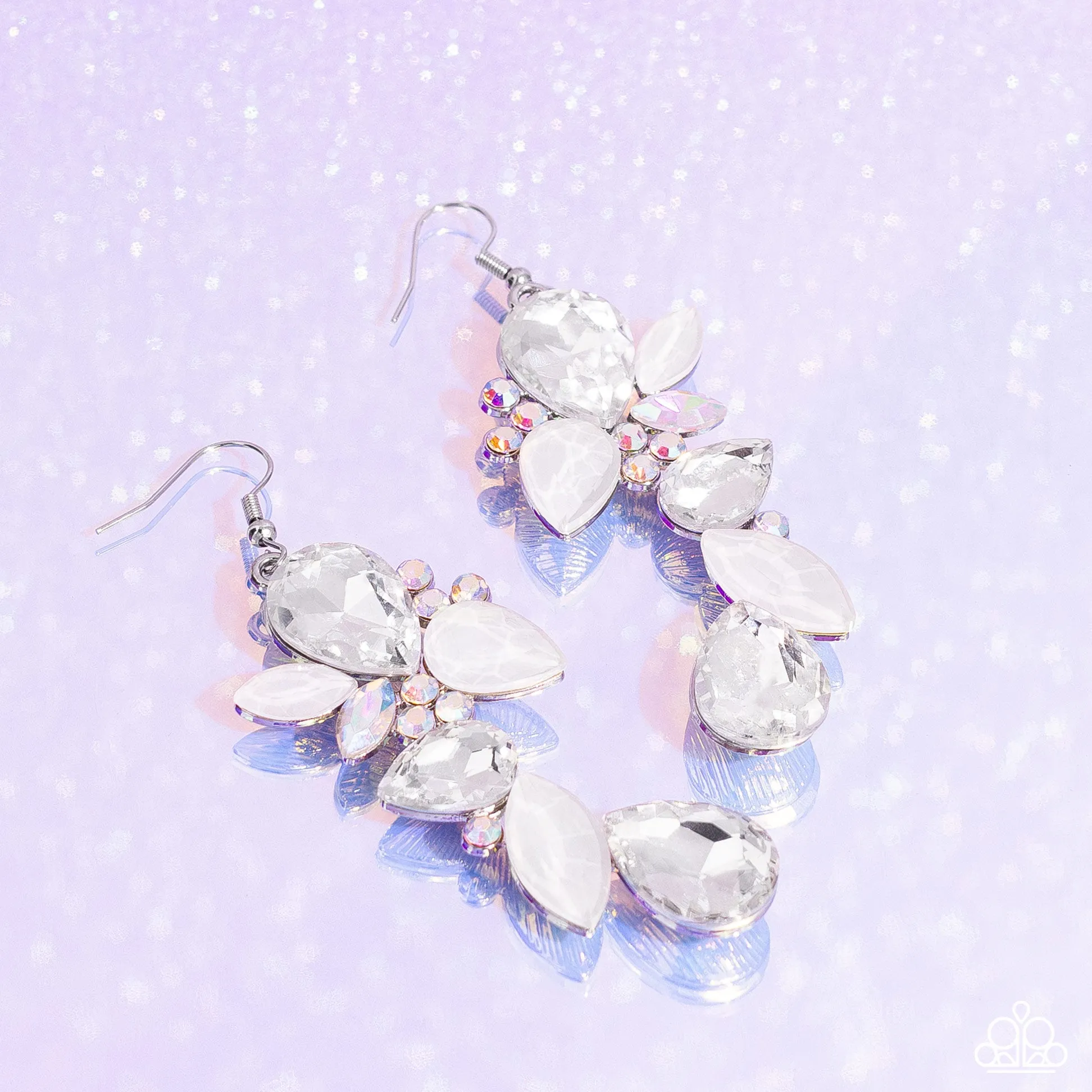 Paparazzi Fancy Flaunter White Earrings