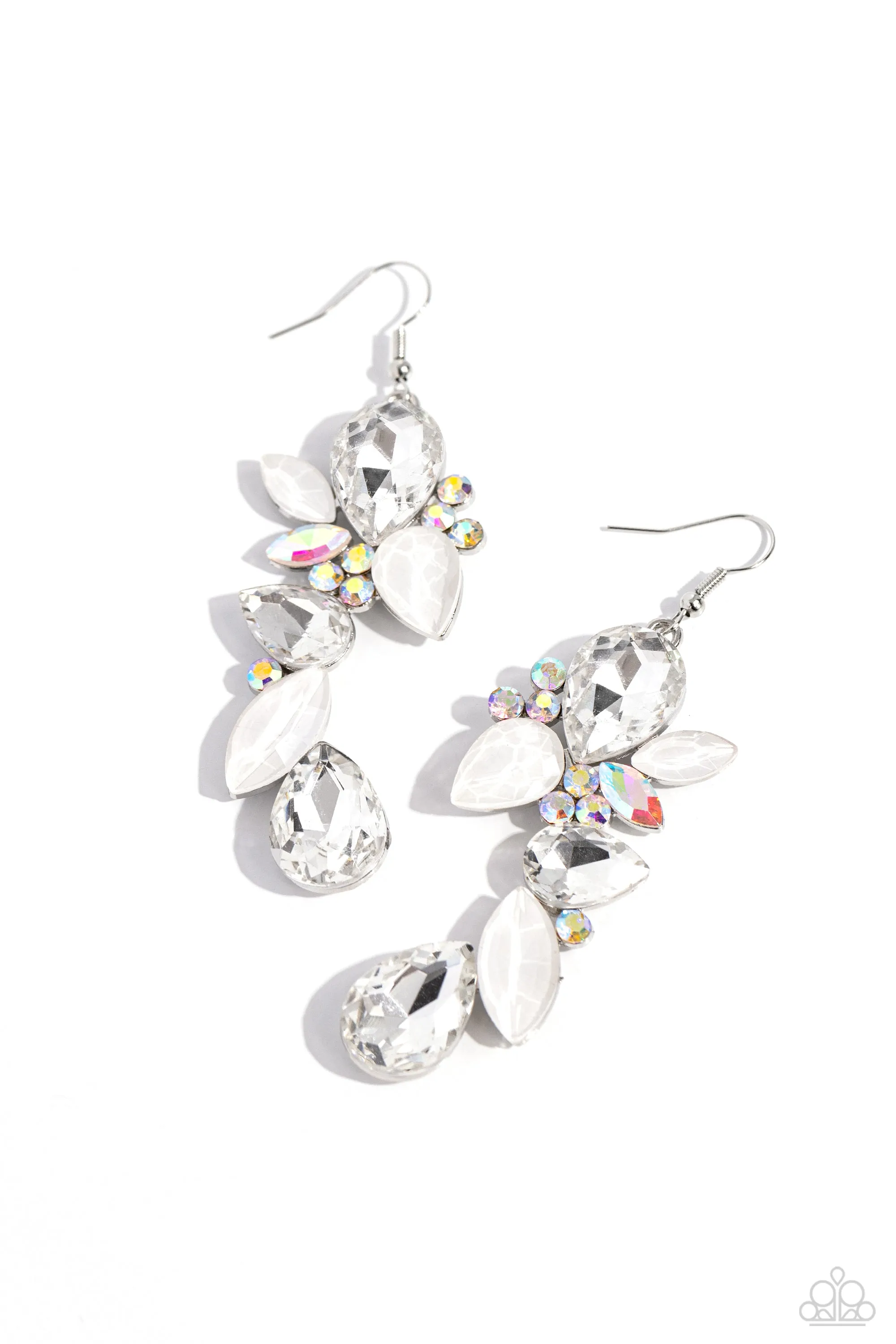 Paparazzi Fancy Flaunter White Earrings