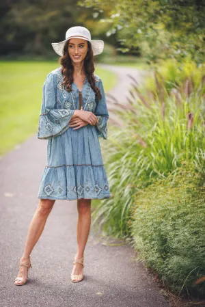 Papillon Denim Beaded & Embroidered Dress