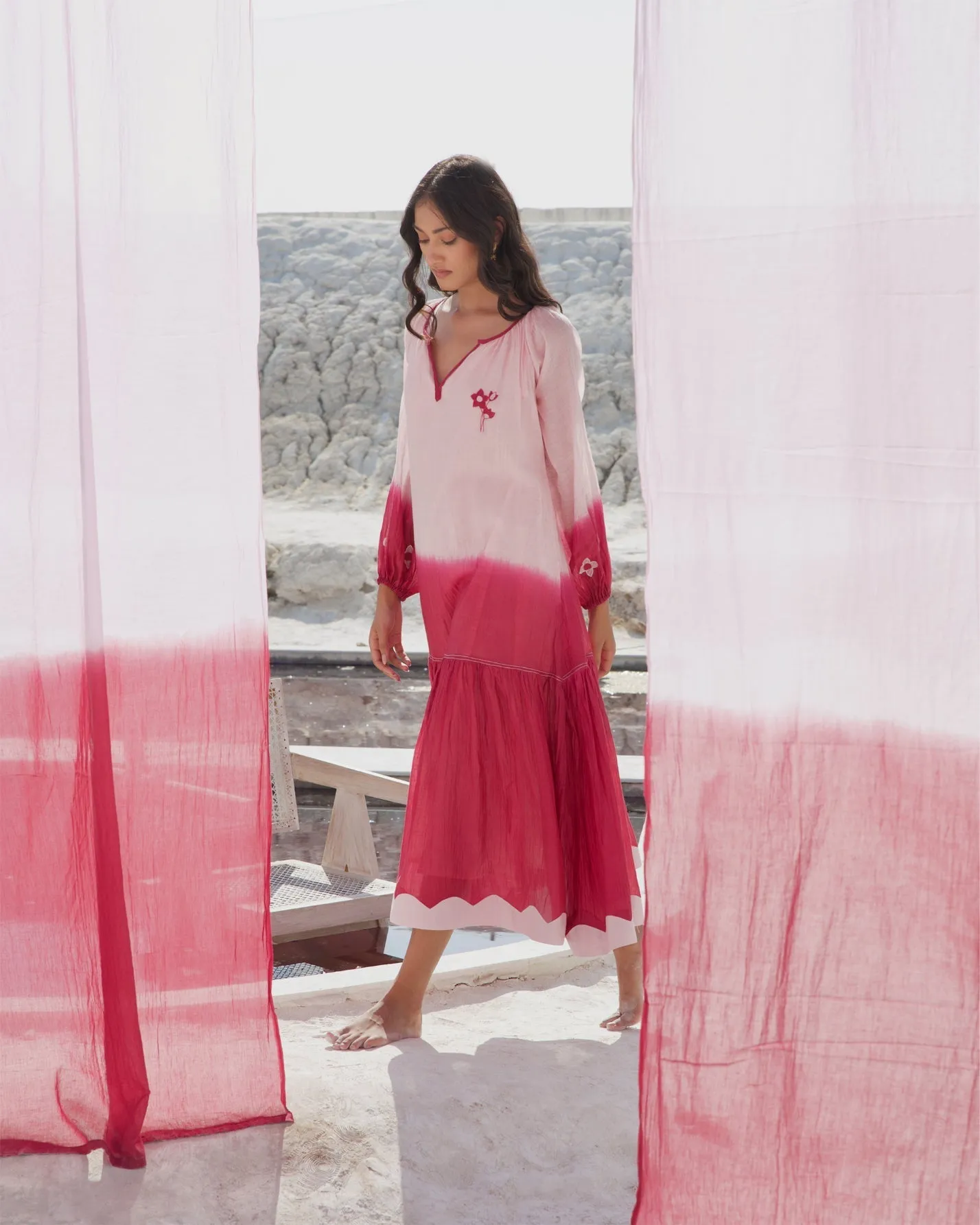 Pink Casual Midi Dress