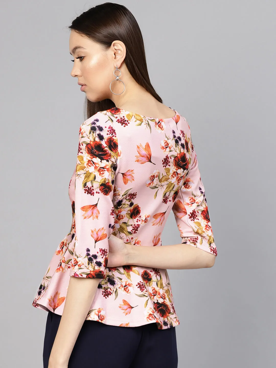 Pink Floral Peplum Top