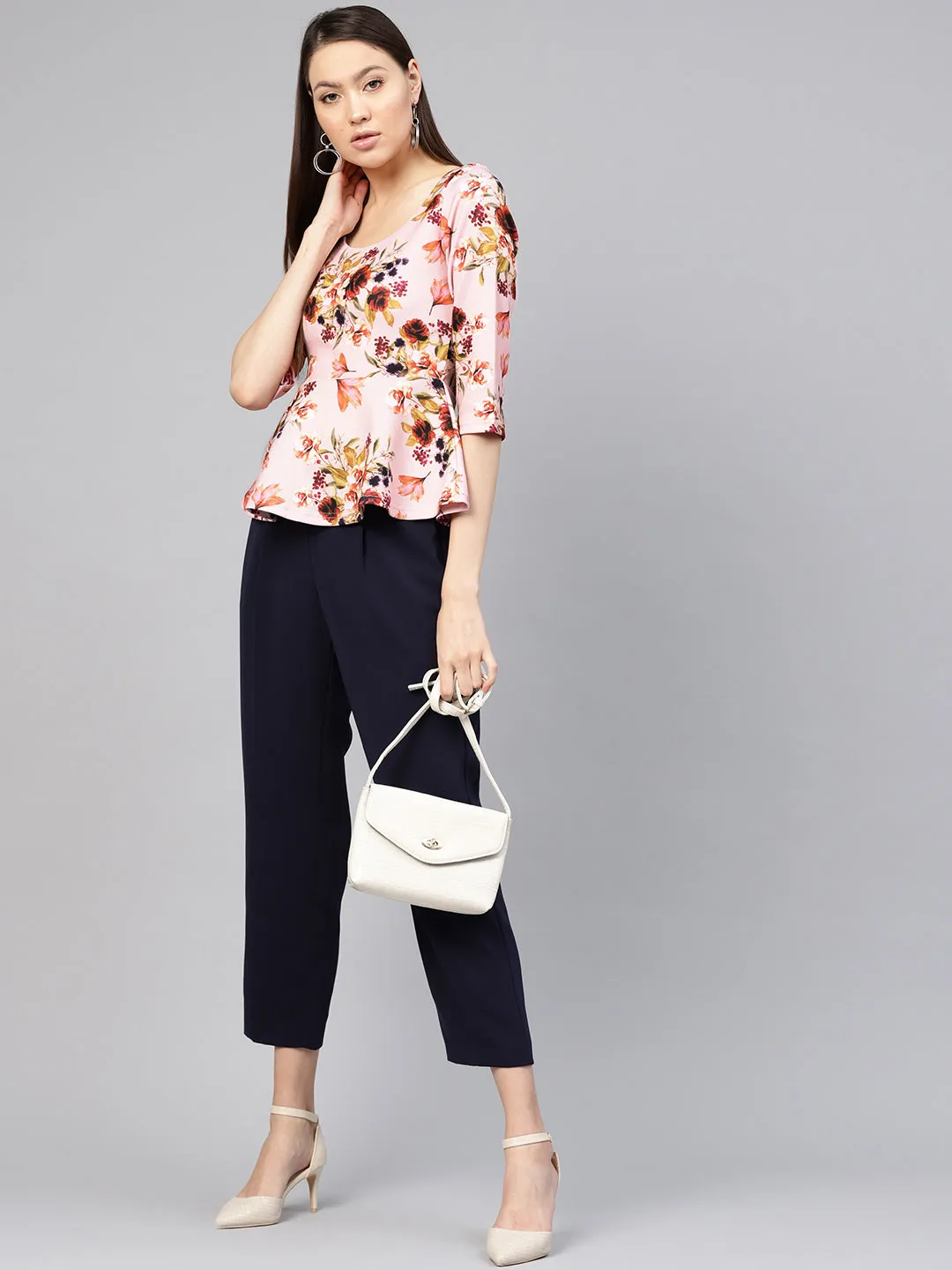 Pink Floral Peplum Top
