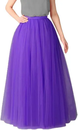Pleated Tulle Skirts for Women Midi Length Womens Pleated Princess Mesh Skirt Adult Dark Purple Tulle Skirt for