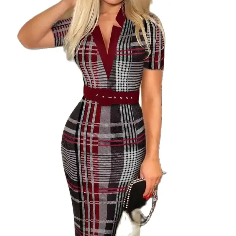 Polka Dot Print V Neck Long Sleeve Women's Clothing Midi Dress