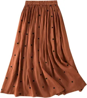 Polka Dot Tulle Skirts for Women 2025 Summer Drawstring High Waisted Elegant Flowy A-Line Swing Pleated Boho Midi Long Skirt