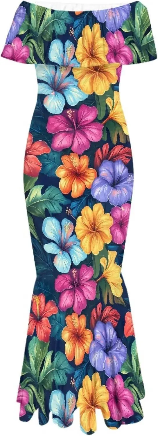 Polynesian Dresses for Women Off Shoulder Maxi Dress Puletasi Samoan Dresses S-7XL