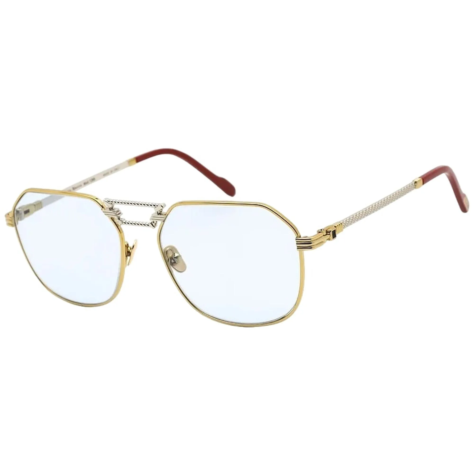 Porta Romana Unisex Sunglasses - Blue Lens Square Gold and Silver | Mod. 1266 100BP
