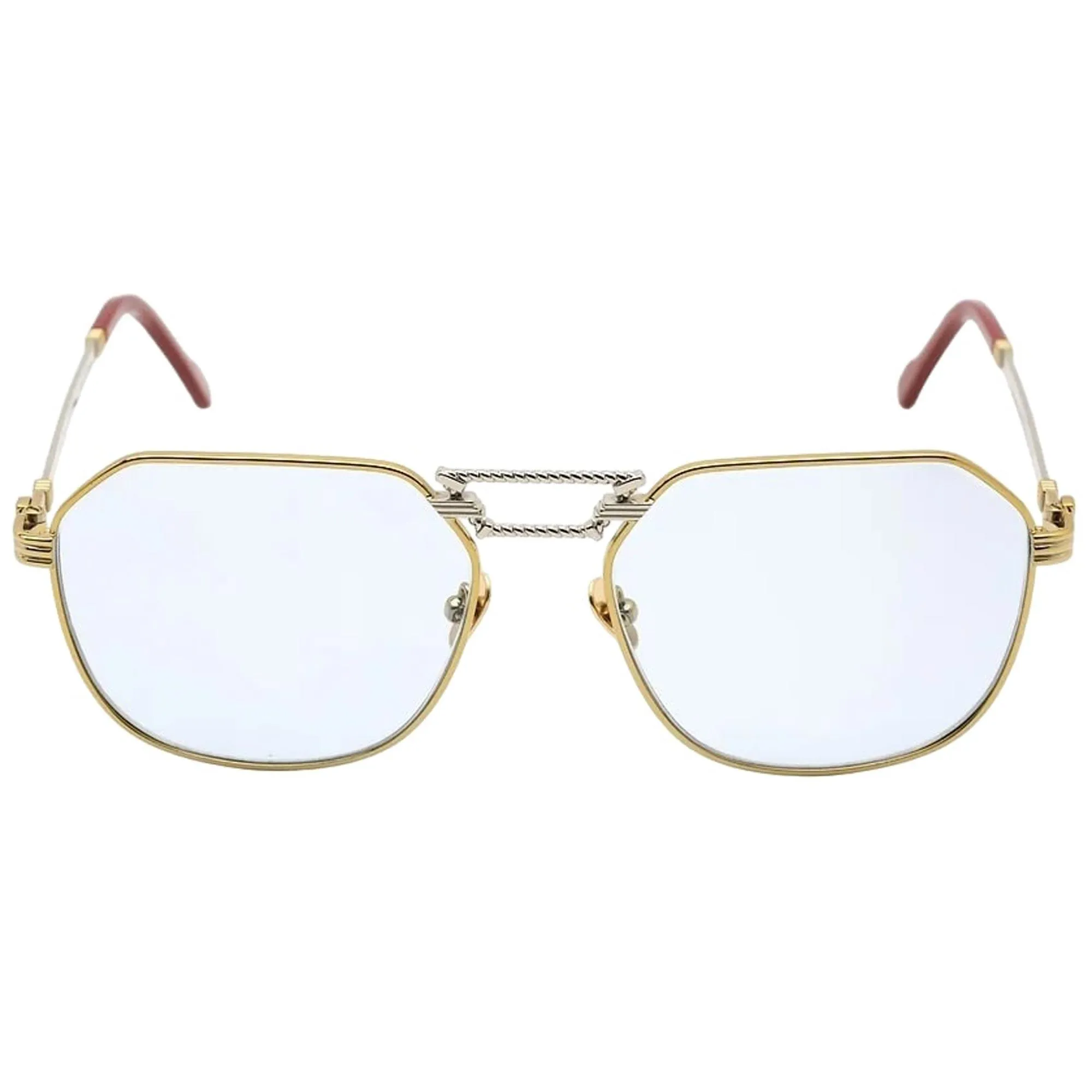 Porta Romana Unisex Sunglasses - Blue Lens Square Gold and Silver | Mod. 1266 100BP