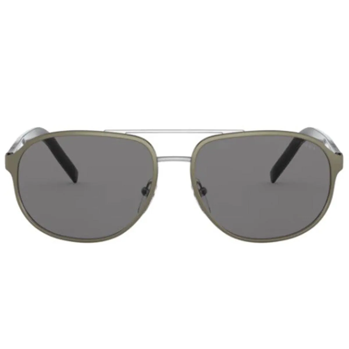 Prada Men's Sunglasses - Grey Lens Matte Silver Metal Square Frame | 53XS-VIX73160