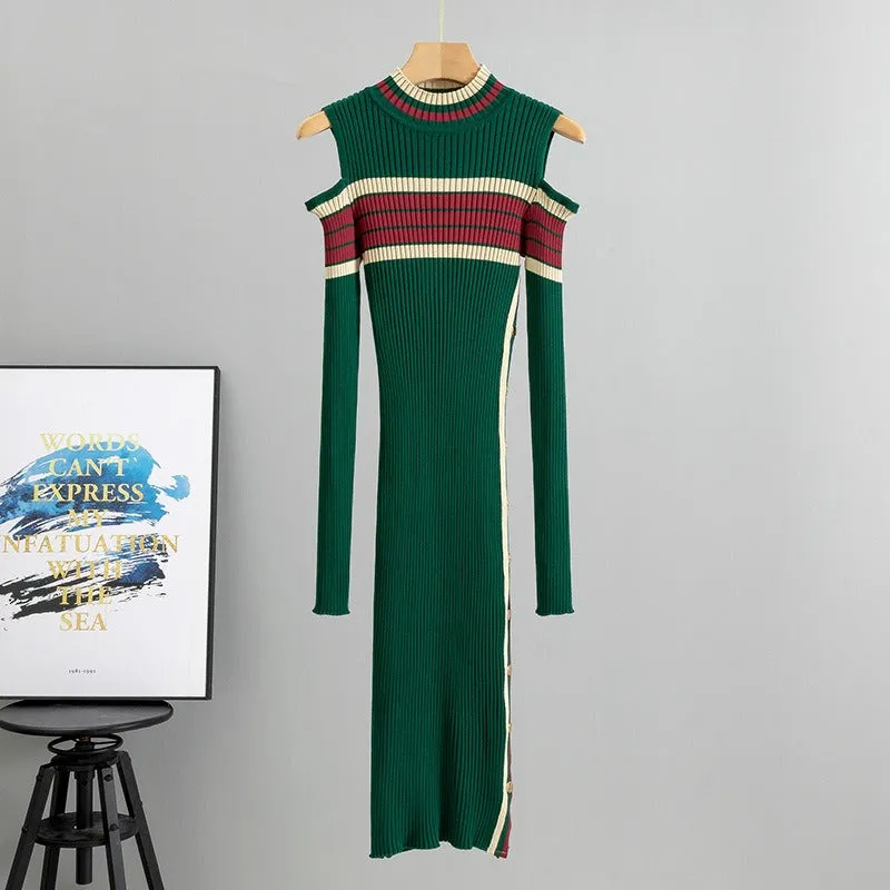 Pre Order:  Slim Waist Tight Fitting Off Shoulder Dress