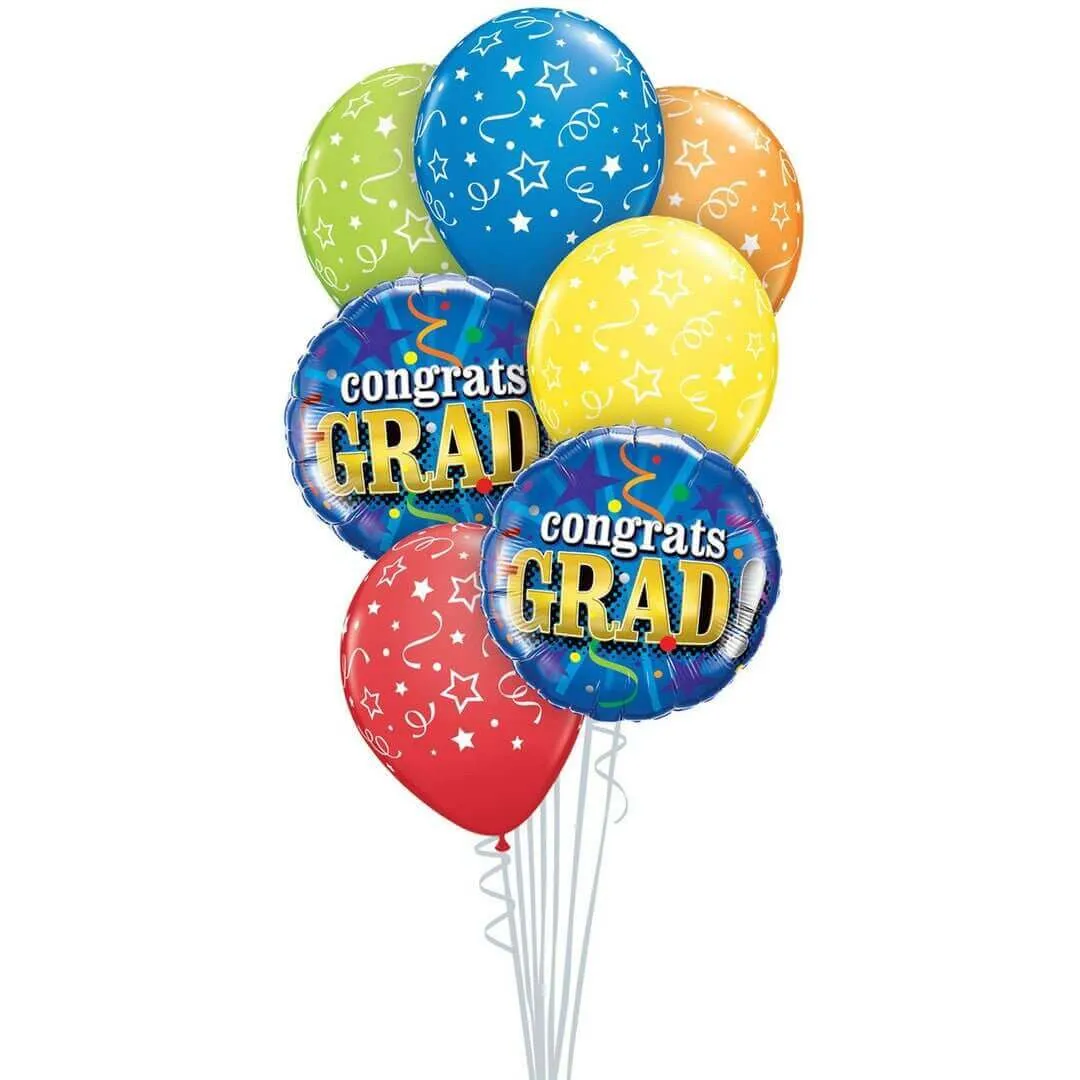 Qualatex - "Bouquet In A Box" Congrats Grad Mylar & Latex Balloons (7ct)