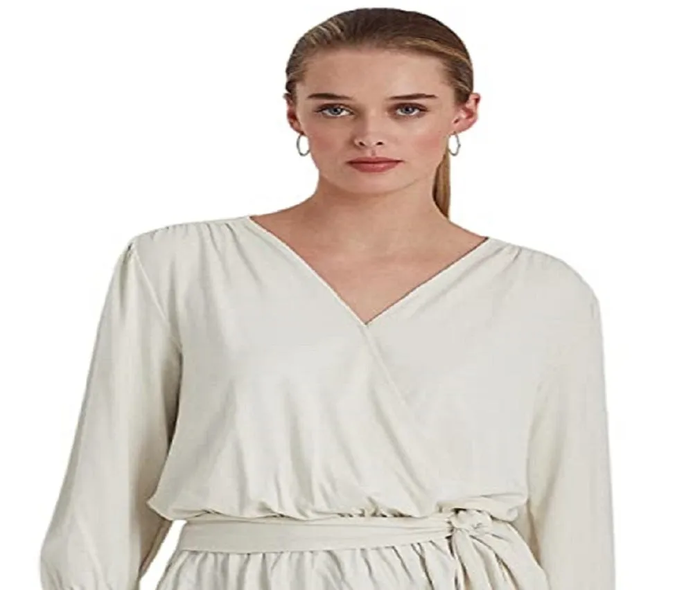 Ralph Lauren Women's Jersey Peplum Blouse Brown Size X-Large