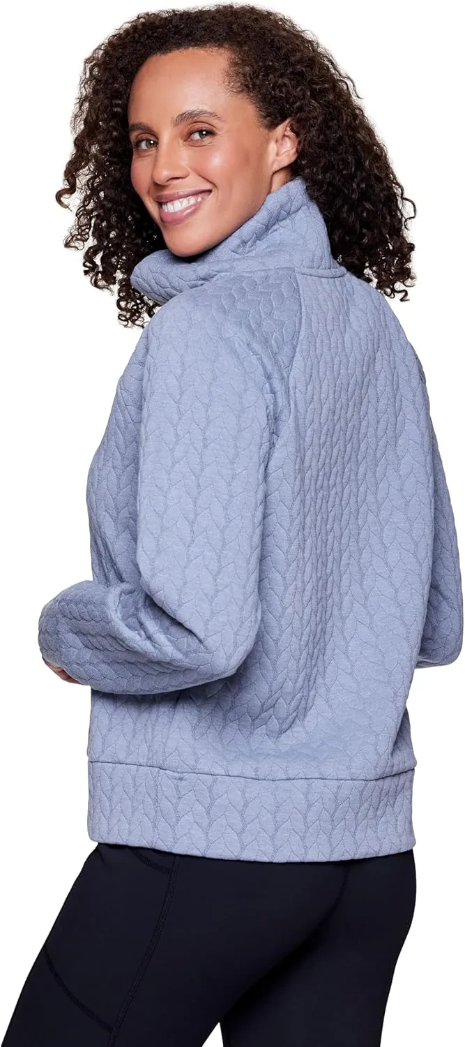 RBX Active Women's Ultra Soft Quilted Cowl Neck Pullover Sweatshirt
