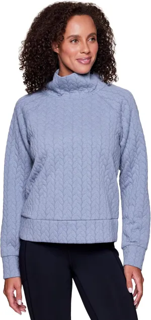 RBX Active Women's Ultra Soft Quilted Cowl Neck Pullover Sweatshirt