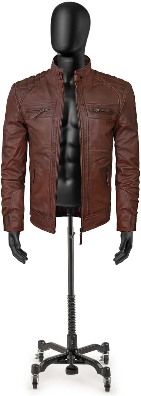 Real Leather Jacket Men - Motorcycle Soft Real SheepSkin Leather Jacket
