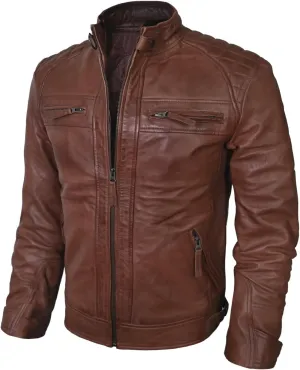 Real Leather Jacket Men - Motorcycle Soft Real SheepSkin Leather Jacket