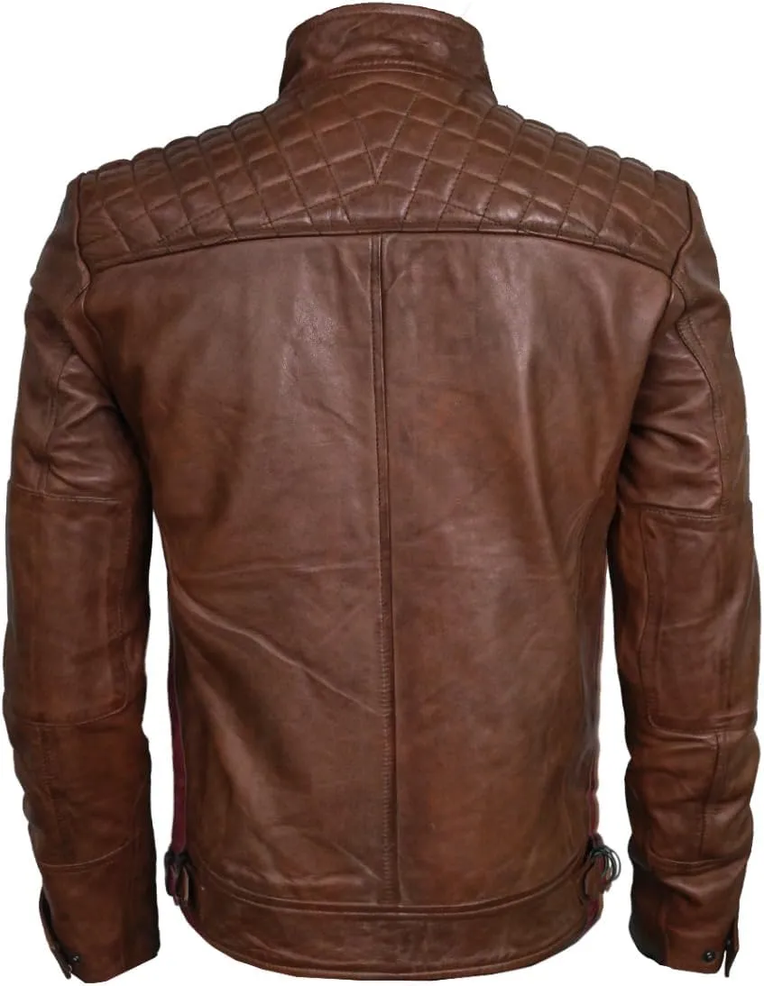 Real Leather Jacket Men - Motorcycle Soft Real SheepSkin Leather Jacket