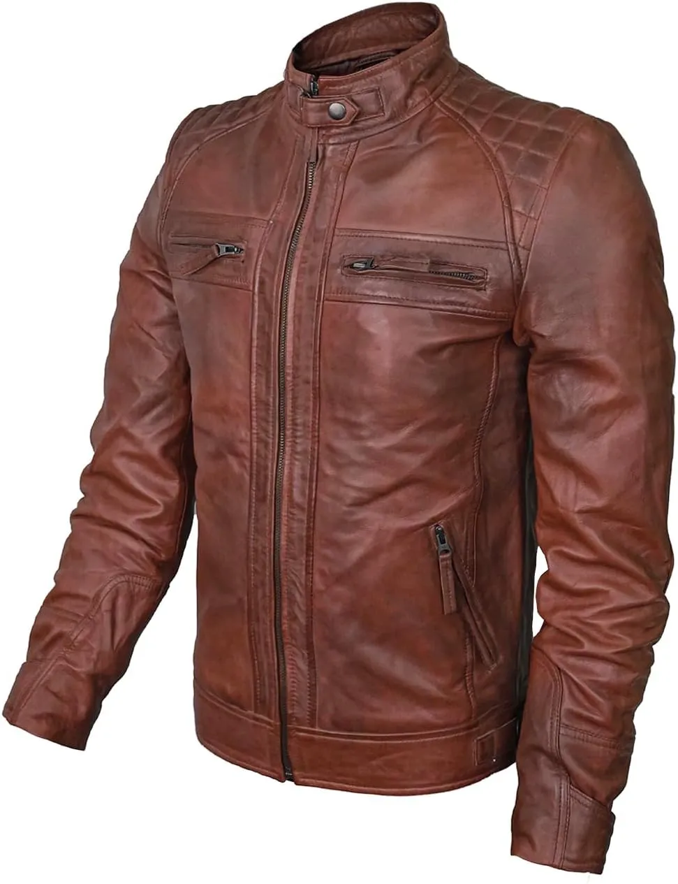 Real Leather Jacket Men - Motorcycle Soft Real SheepSkin Leather Jacket