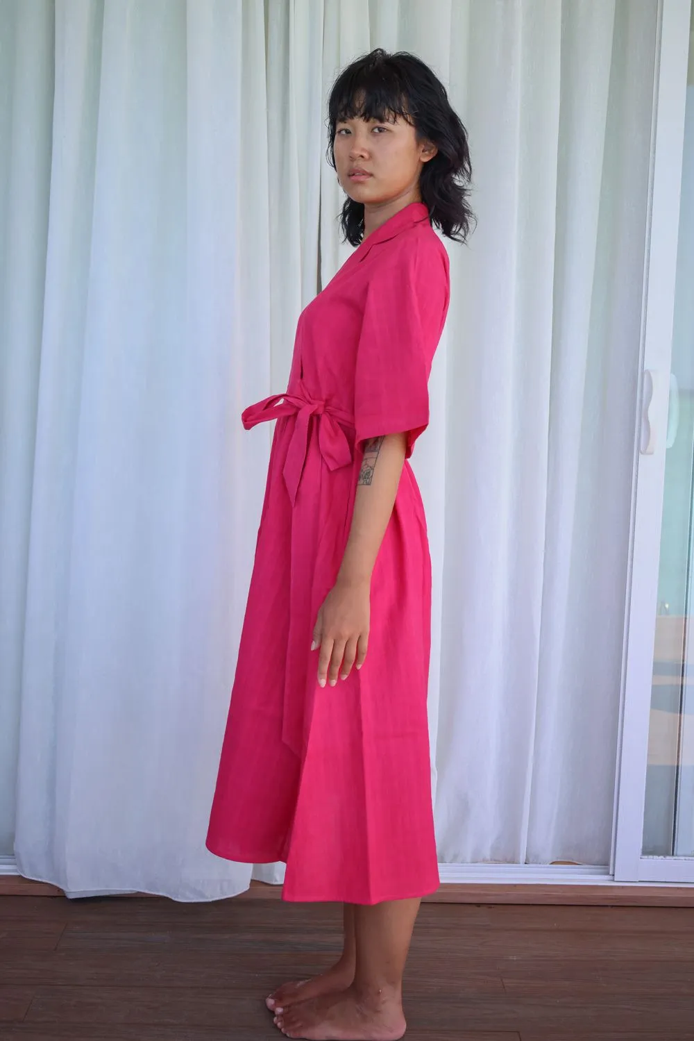 Recycled Cotton Pink Wrap Dress
