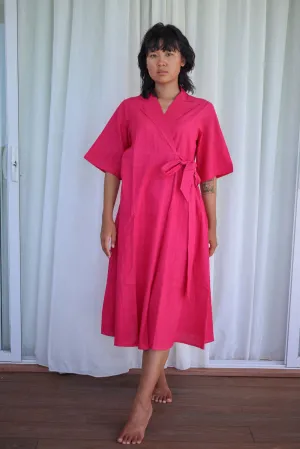 Recycled Cotton Pink Wrap Dress