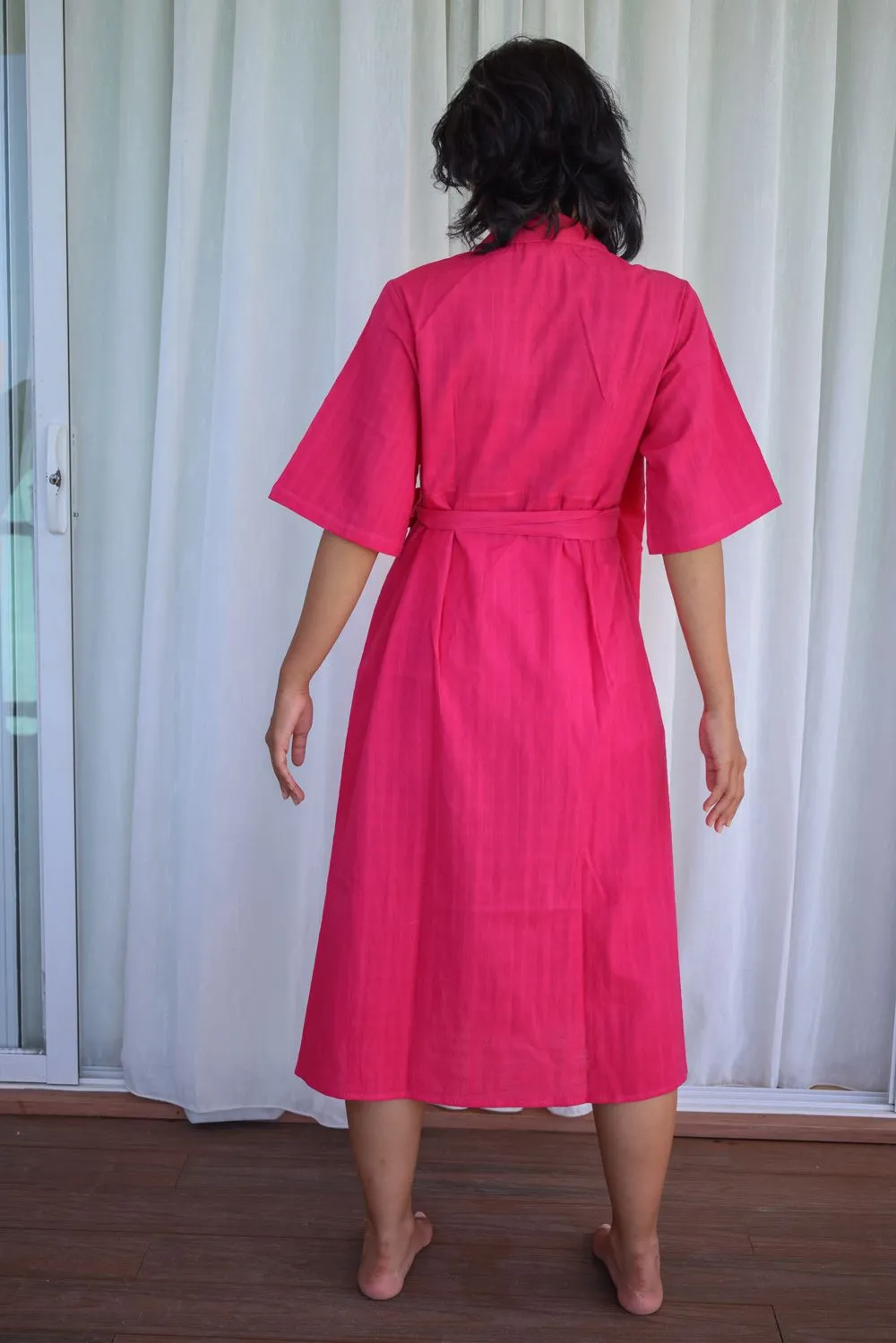 Recycled Cotton Pink Wrap Dress
