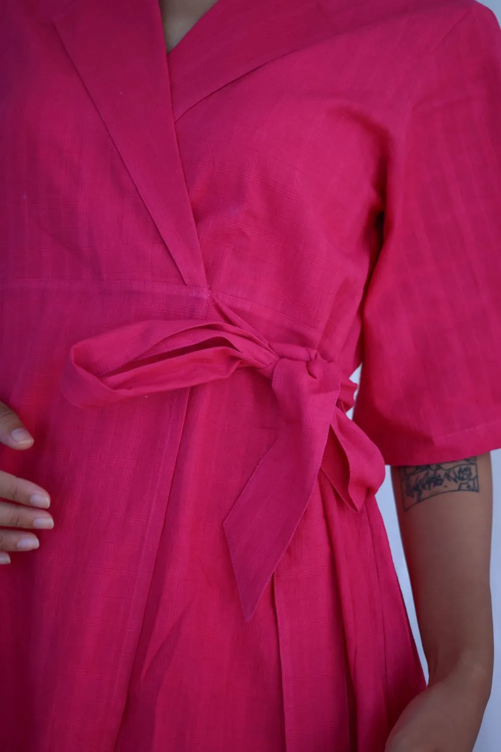 Recycled Cotton Pink Wrap Dress