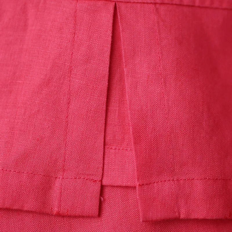 Red Embroidery Linen Dresses Spring Summer Women Dresses WC961841