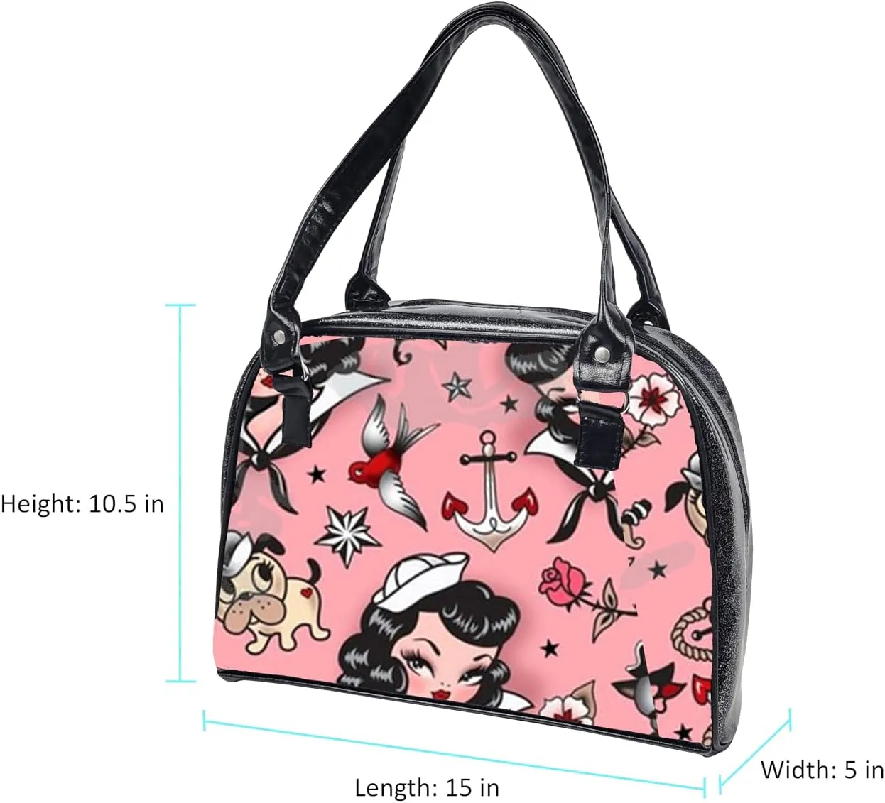 Retro Colorful, Large, Whimsical, Womens Handbag, Purse, Travel Bag, Satchel, Favorite Tote