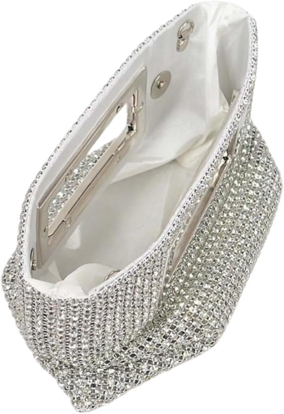Rhinestone Top Handle Convertible Clutch Bag Shiny Crystal Handbag with Shoulder Chain Weddings Evening Party Bag for Women