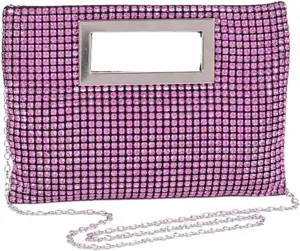 Rhinestone Top Handle Convertible Clutch Bag Shiny Crystal Handbag with Shoulder Chain Weddings Evening Party Bag for Women