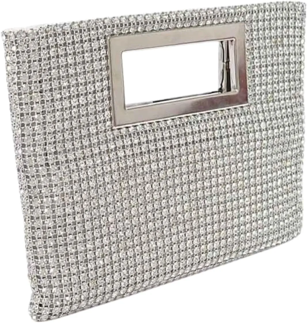 Rhinestone Top Handle Convertible Clutch Bag Shiny Crystal Handbag with Shoulder Chain Weddings Evening Party Bag for Women