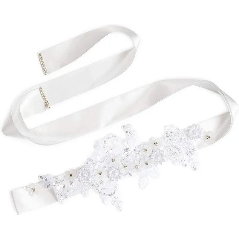 Rhinestone Wedding Dress Belt, Bridal Sash for Women (1.5 x 87 In)