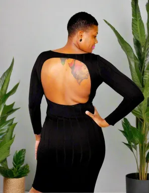 Ribbed Black Sweater Midi Dress