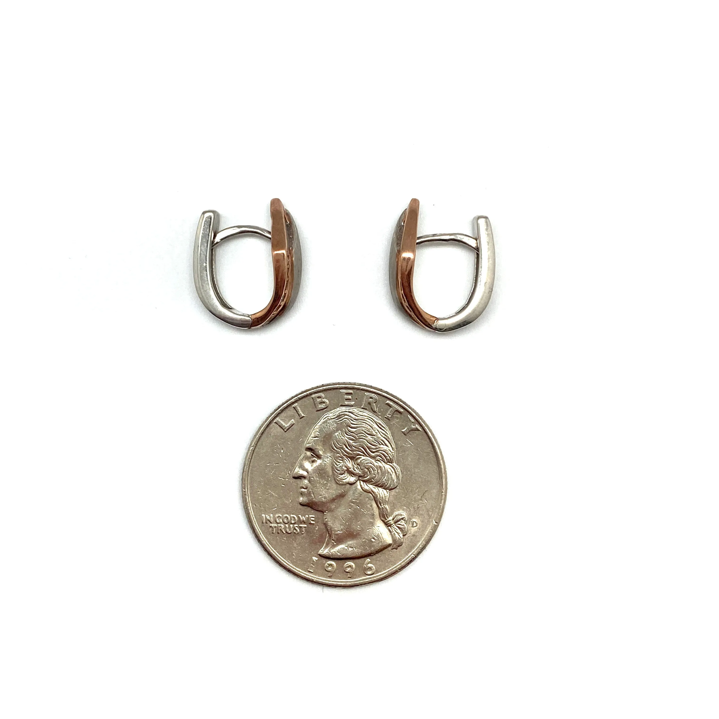 Rose Gold and Sterling Silver Huggie Earrings