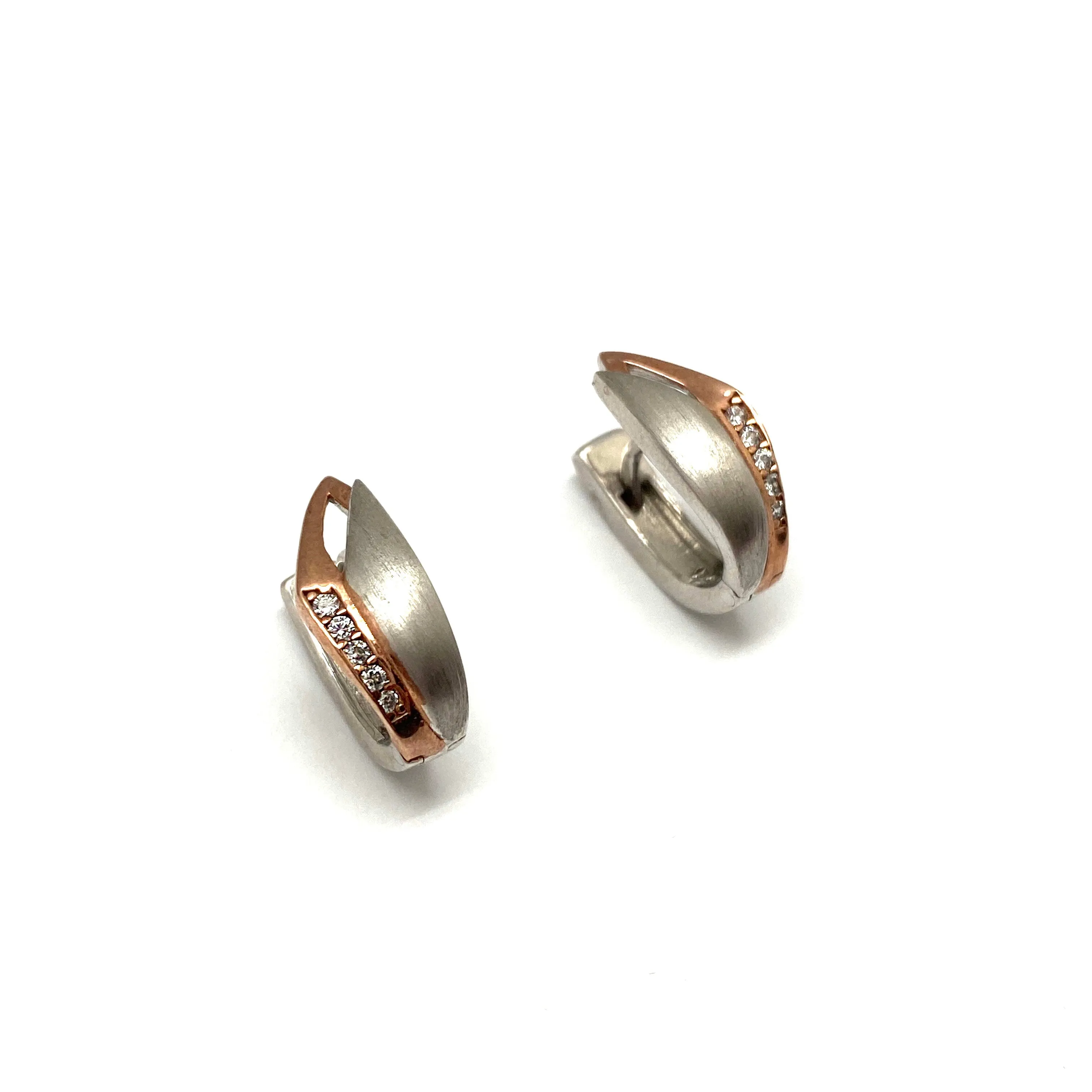 Rose Gold and Sterling Silver Huggie Earrings