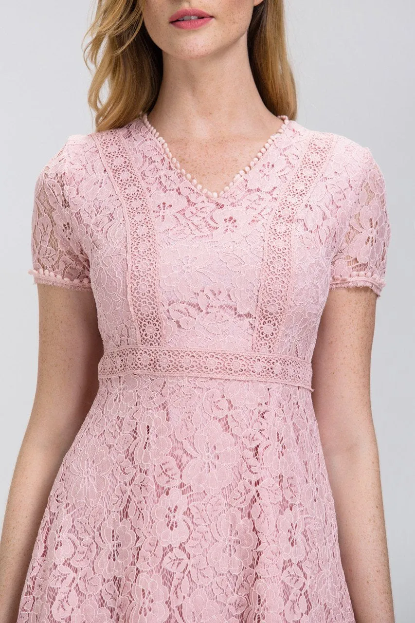 Rose Pink Lace Midi Dress