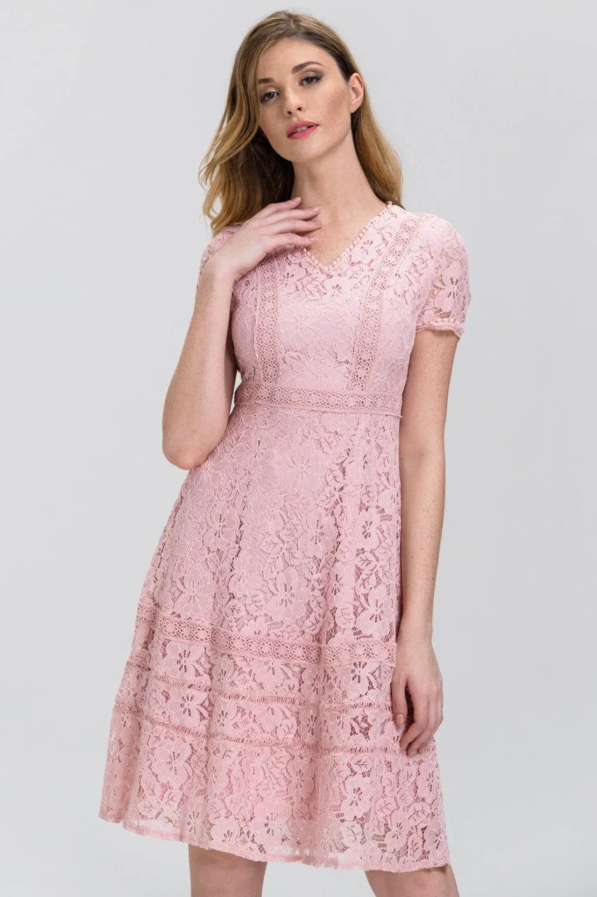 Rose Pink Lace Midi Dress