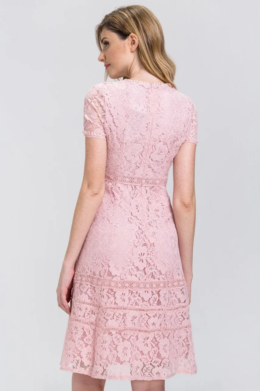 Rose Pink Lace Midi Dress