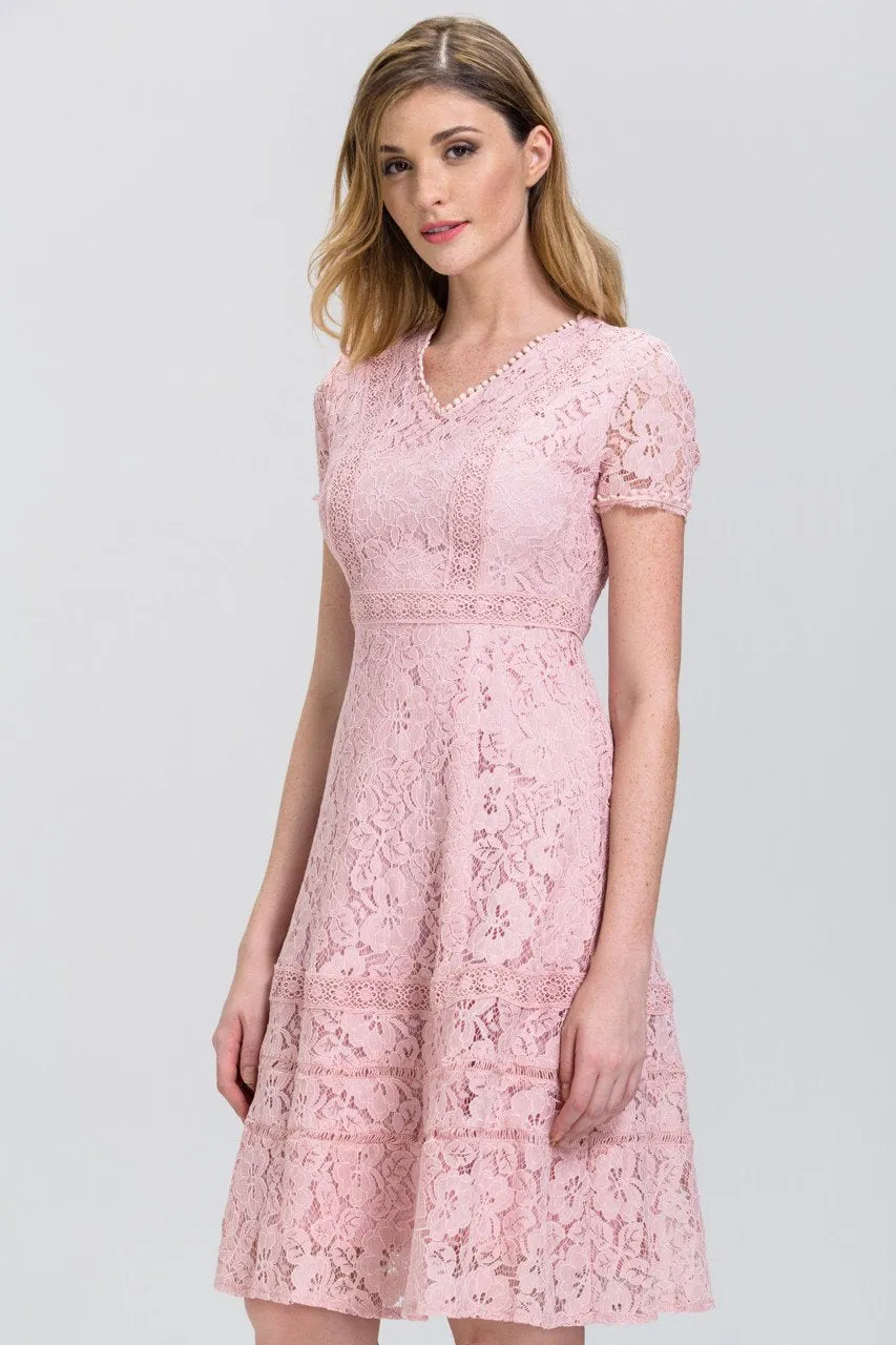 Rose Pink Lace Midi Dress