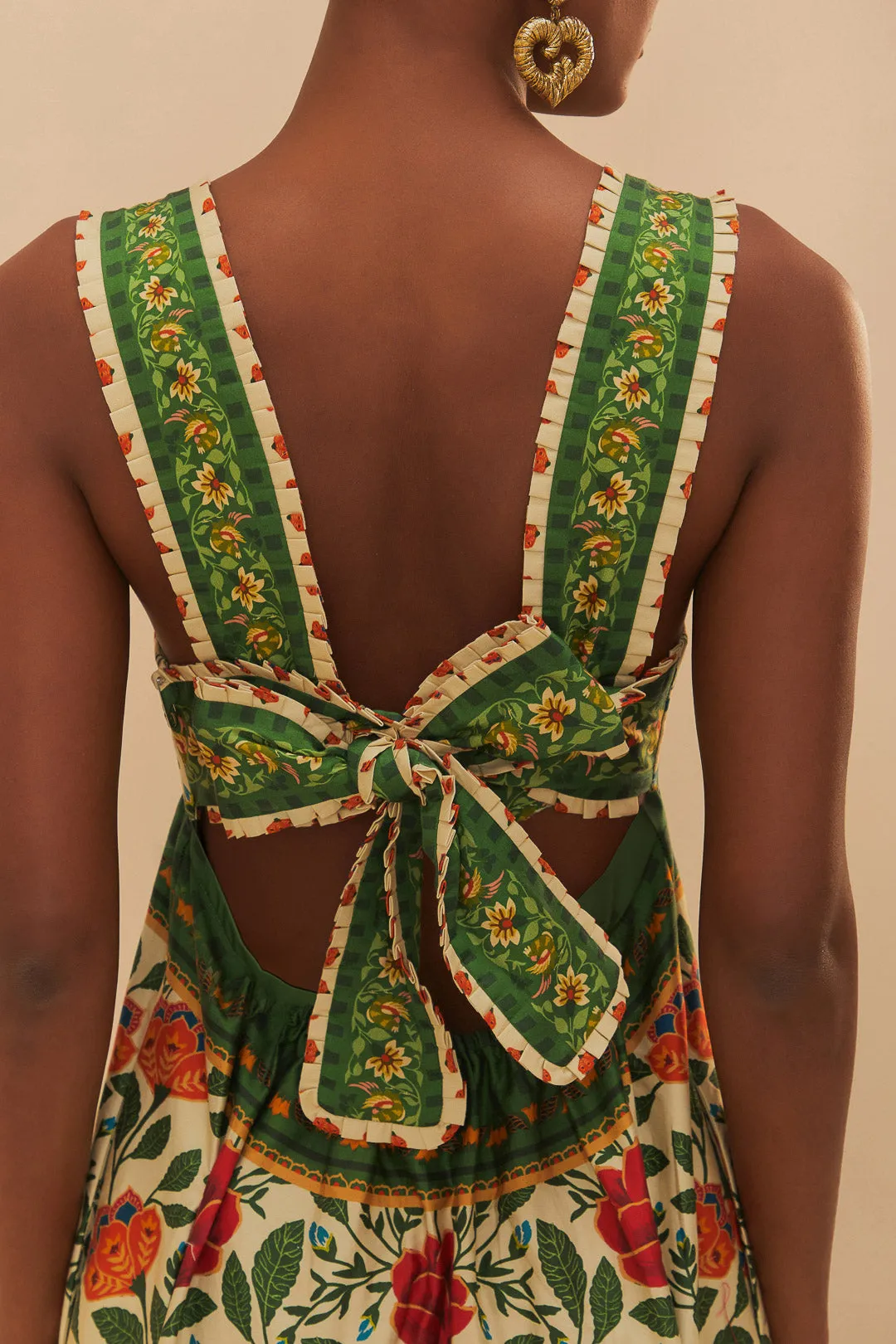 Sand Garden Tapestry Back Bow Maxi Dress