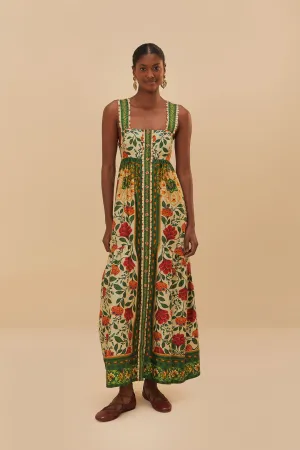 Sand Garden Tapestry Back Bow Maxi Dress