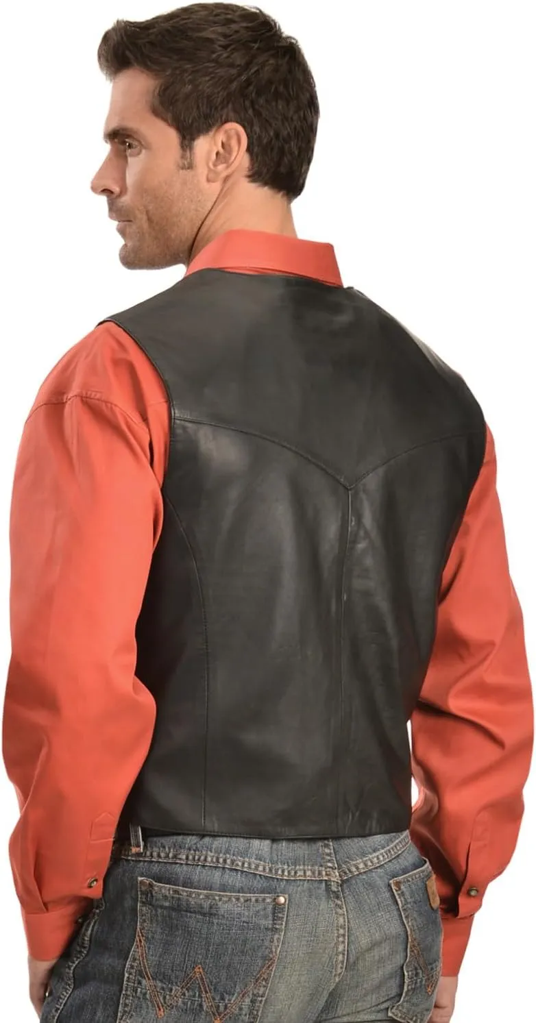 Scully Black Soft Touch Lambskin Western All Leather Vest 507
