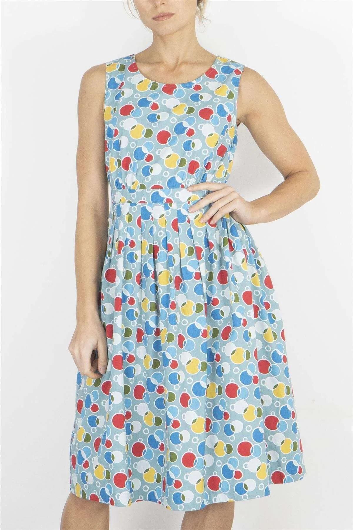 Seasalt Seamstress Geometric Print Sleeveless Blue Short Dress